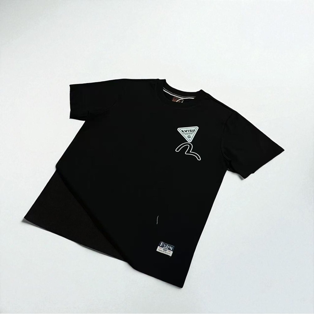 Evisu Black Short Sleeve Tee Classic Crew Neck